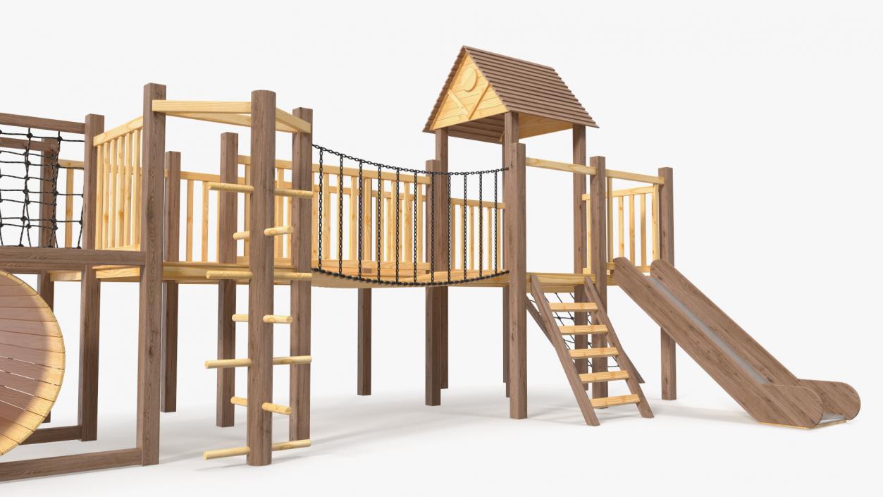 Wooden Playground Structure 3D