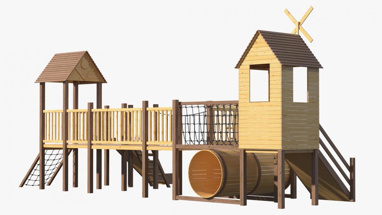 Wooden Playground Structure 3D