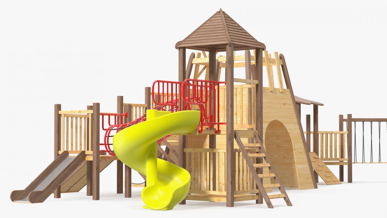 Wooden Playground Structure 3D