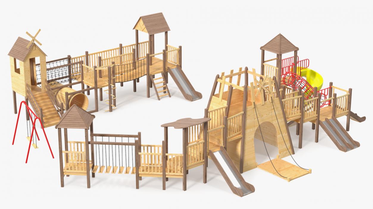 Wooden Playground Structure 3D