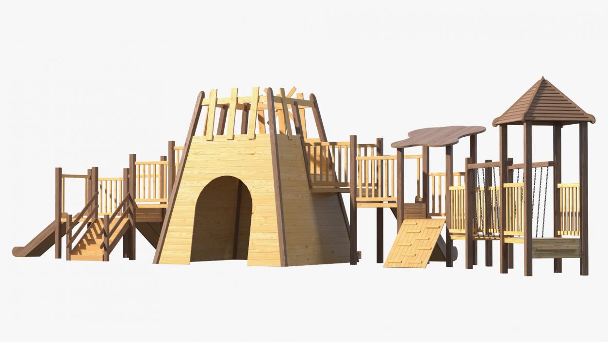 Wooden Playground Structure 3D