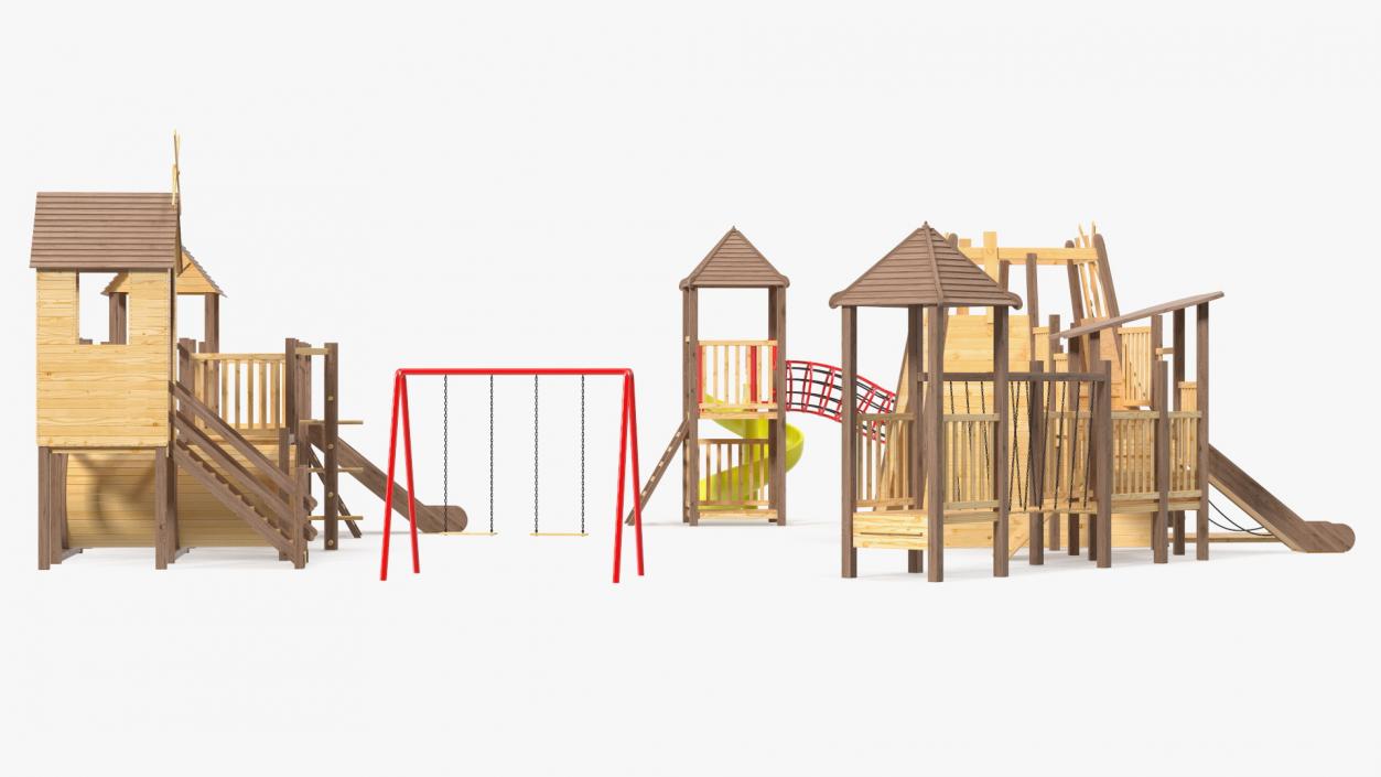 Wooden Playground Structure 3D