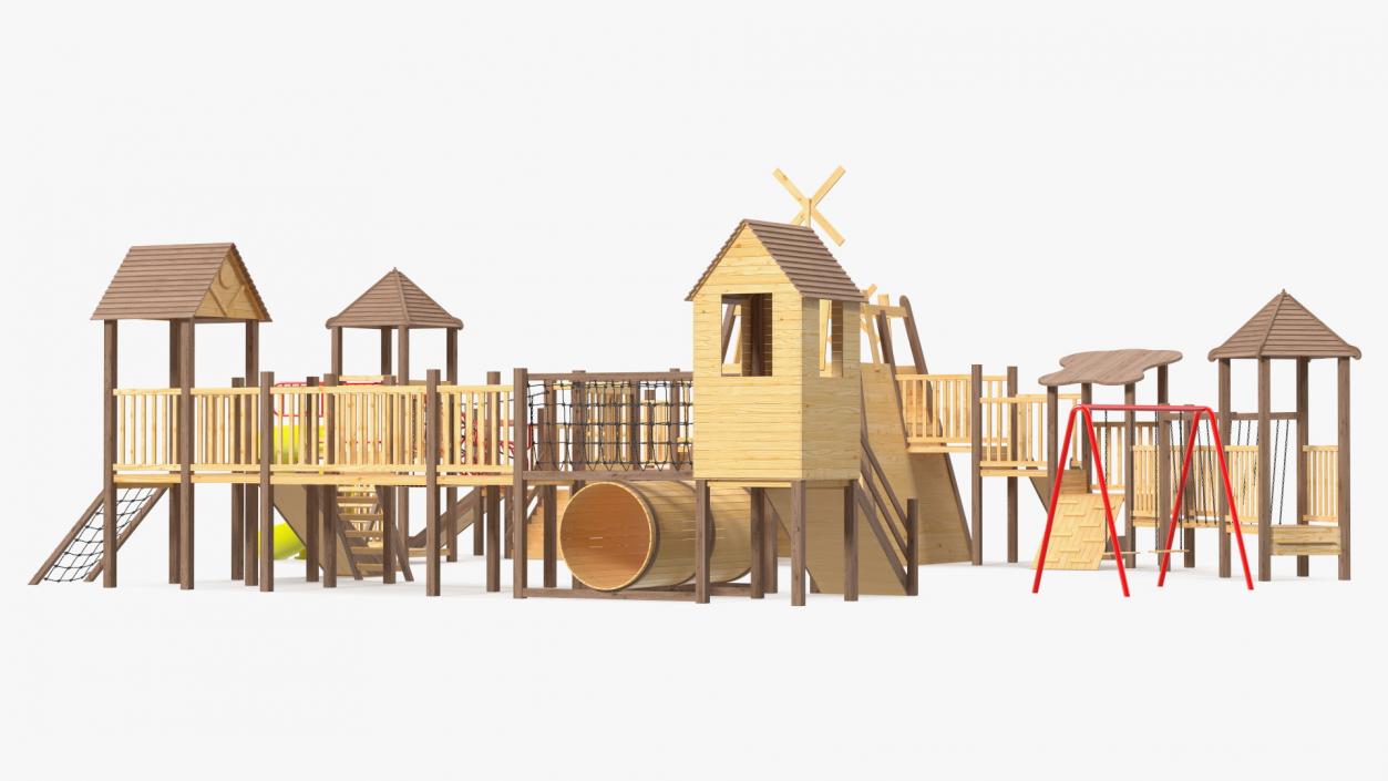 Wooden Playground Structure 3D