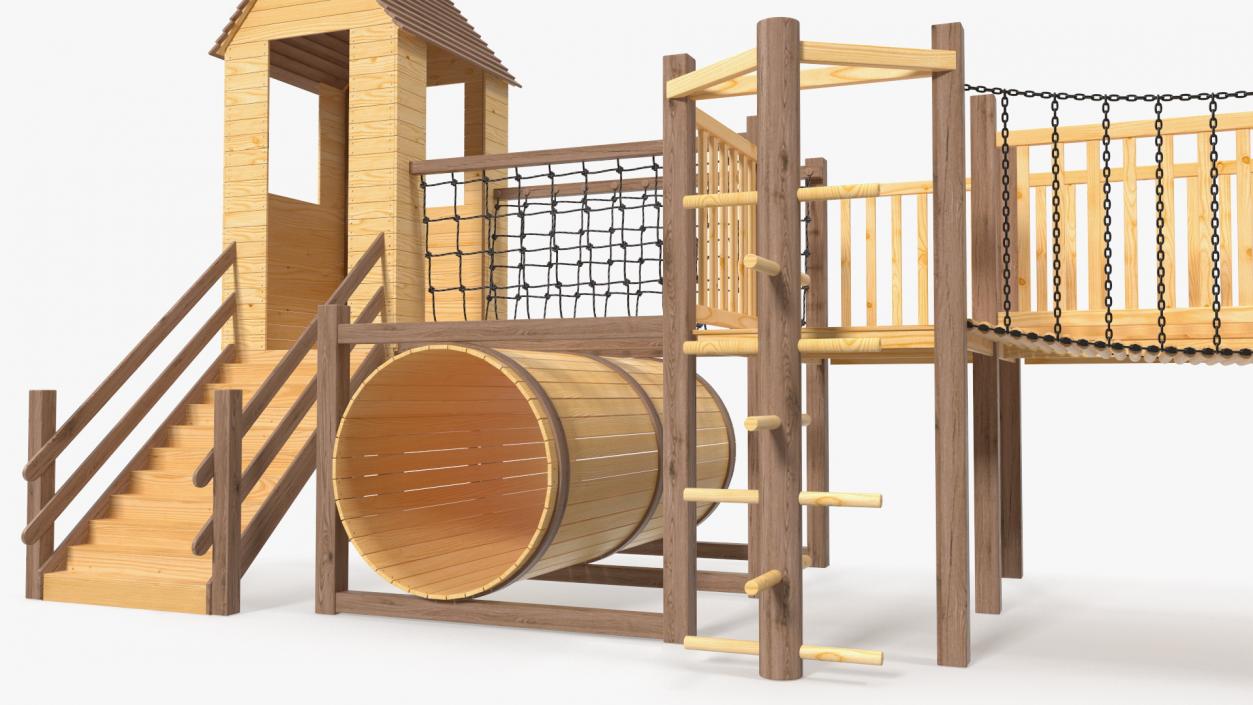 Wooden Playground Structure 3D