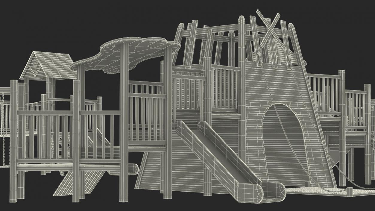 Wooden Playground Structure 3D