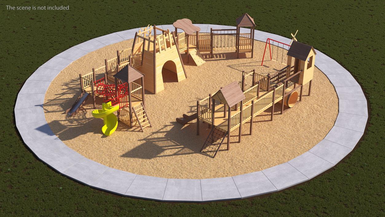 Wooden Playground Structure 3D