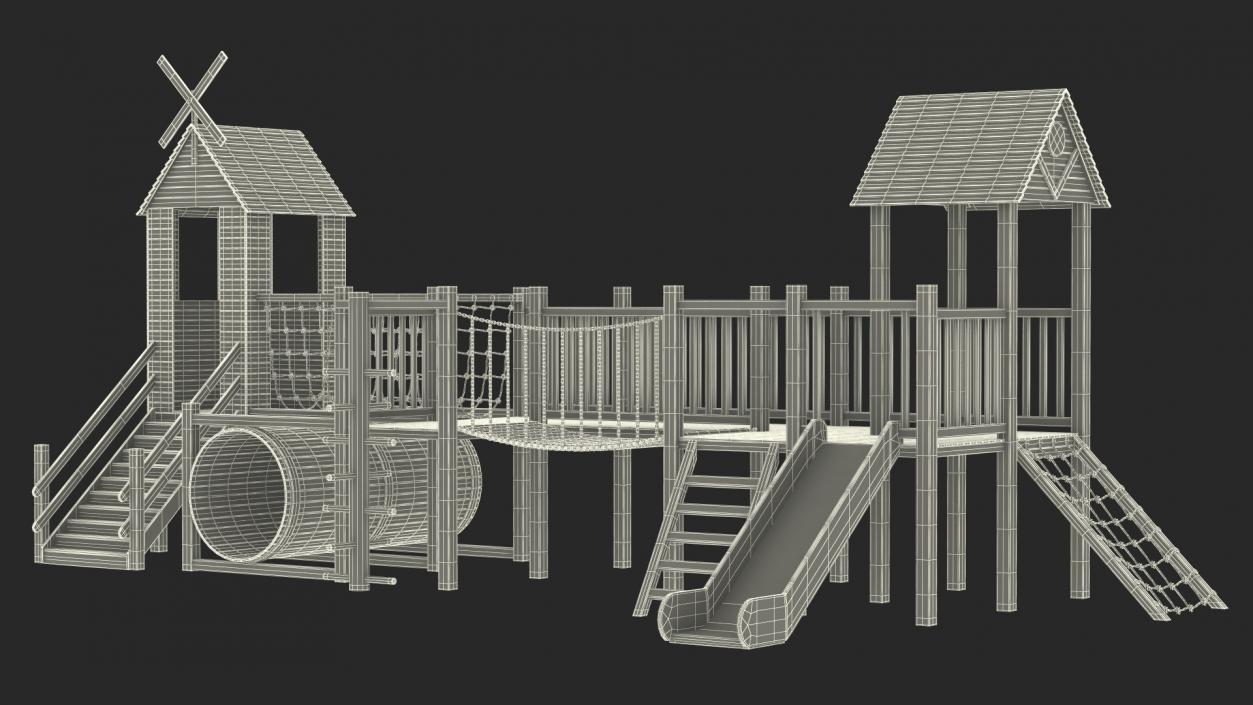 Wooden Playground Structure 3D