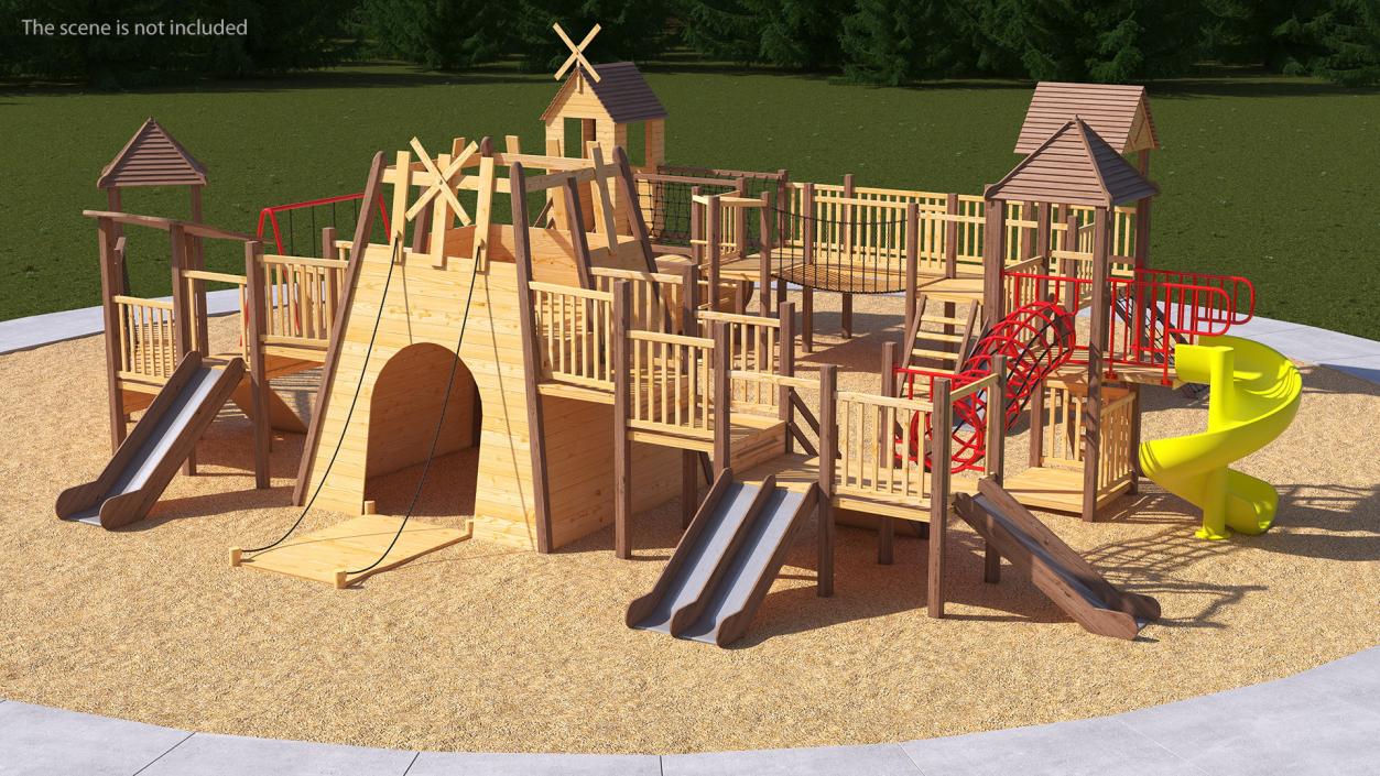 Wooden Playground Structure 3D