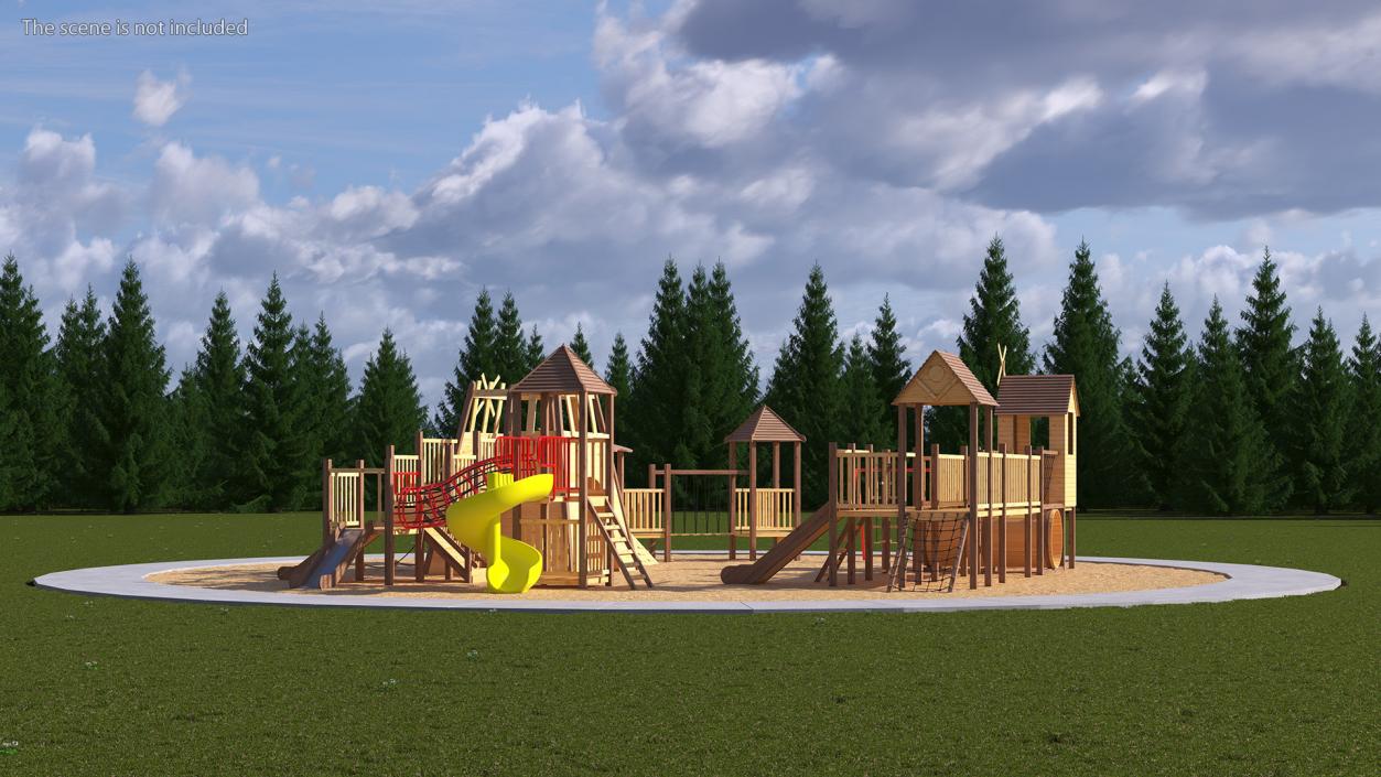 Wooden Playground Structure 3D