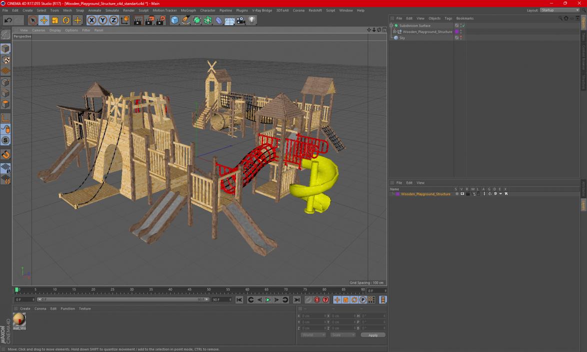 Wooden Playground Structure 3D