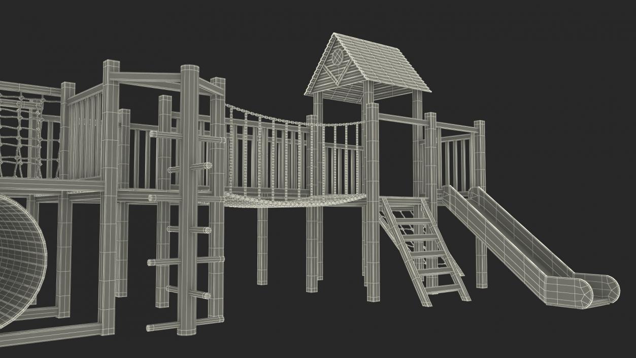 Wooden Playground Structure 3D