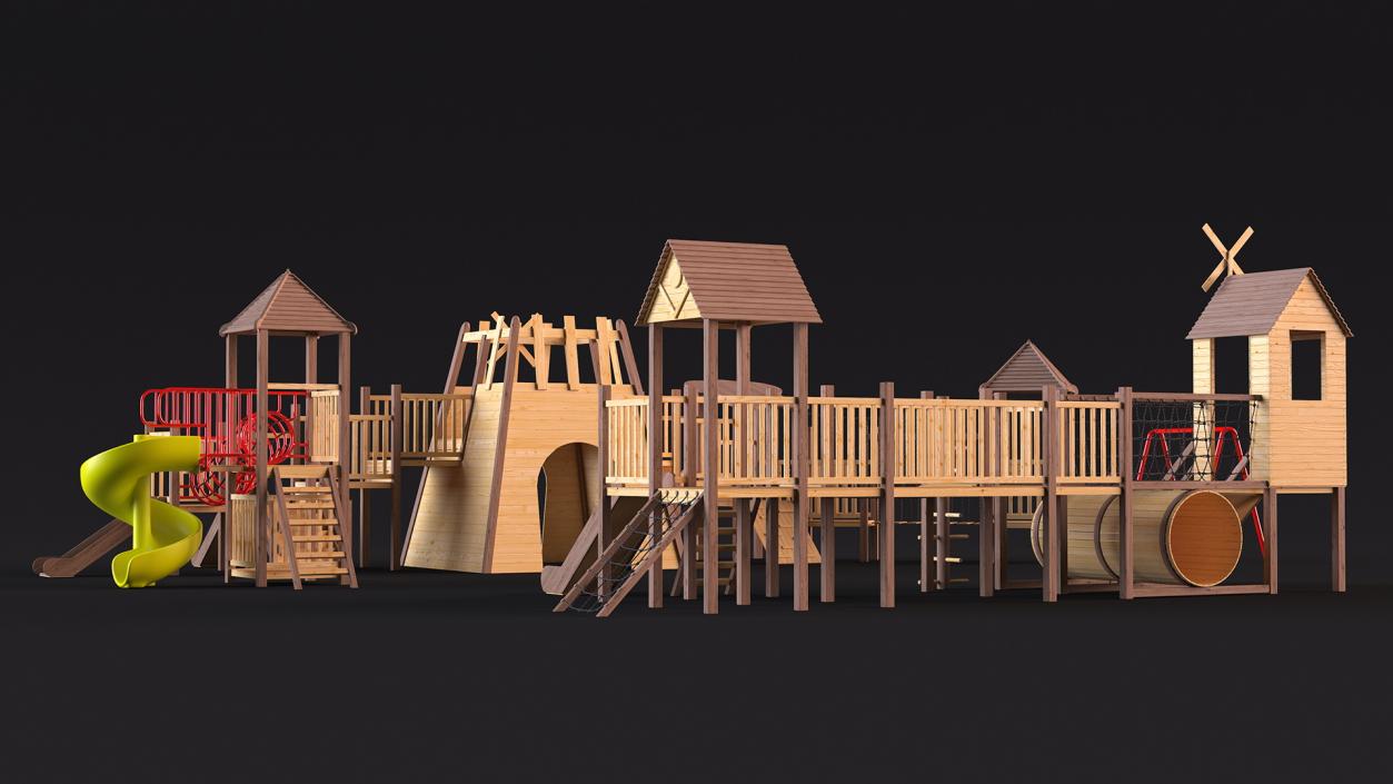 Wooden Playground Structure 3D