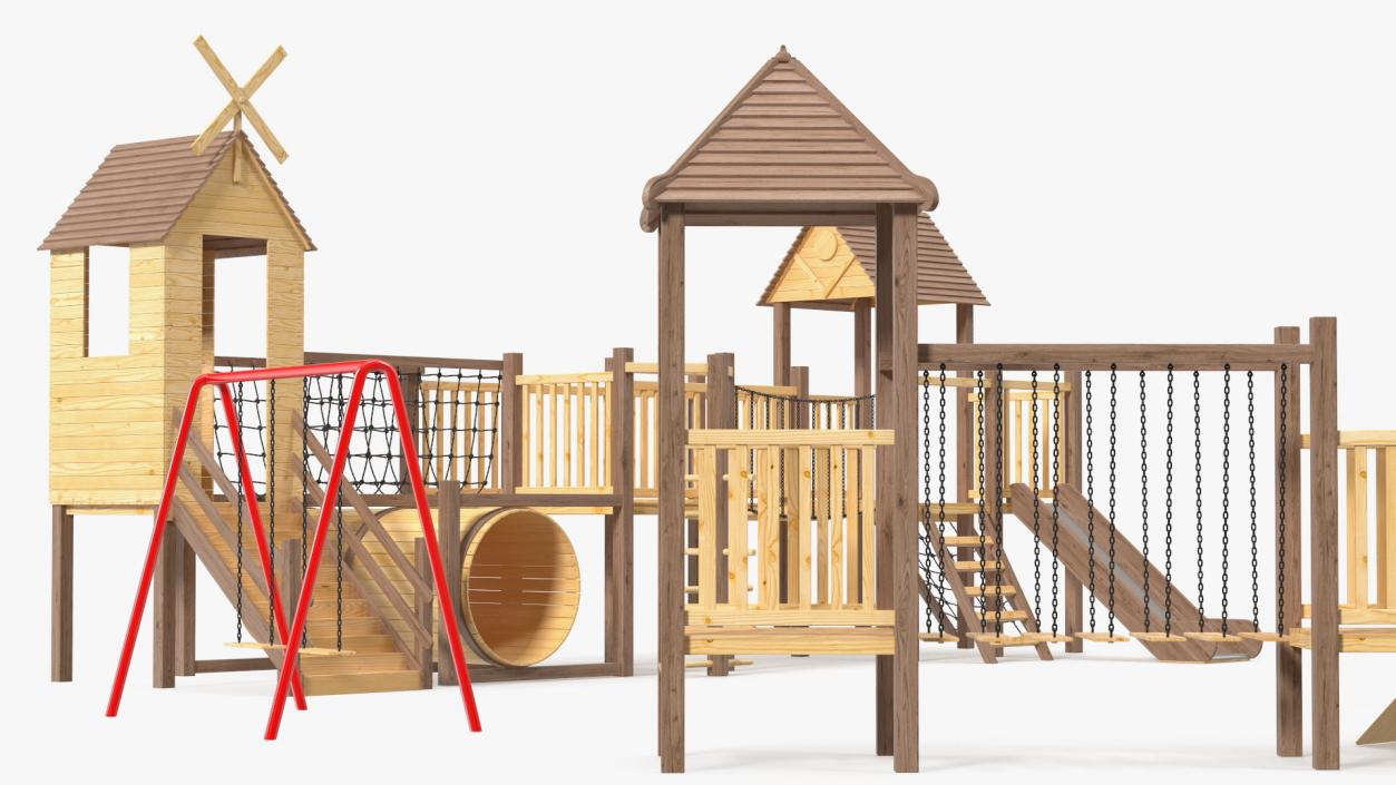 Wooden Playground Structure 3D