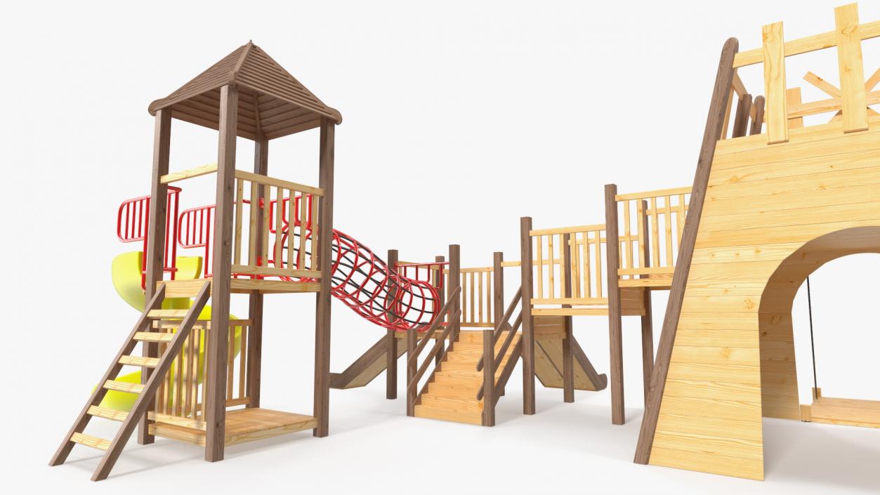 Wooden Playground Structure 3D