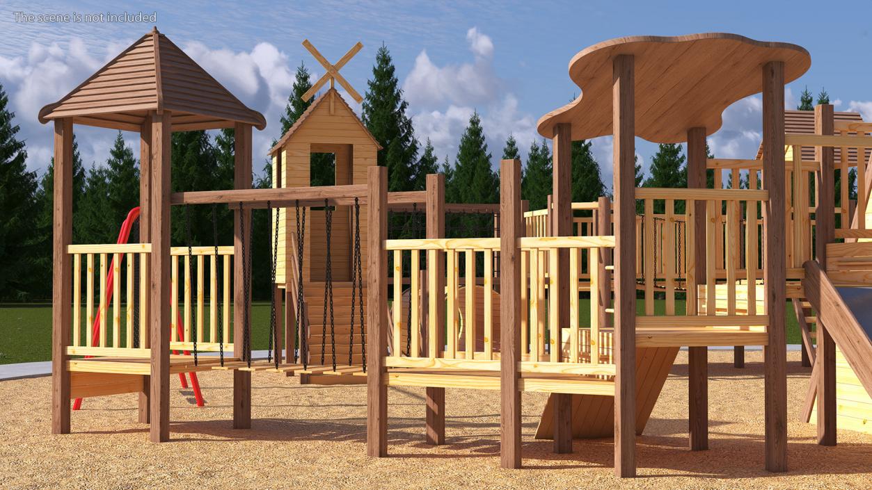 Wooden Playground Structure 3D