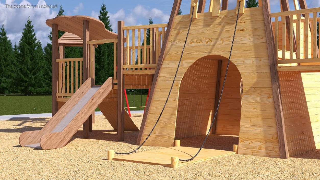 Wooden Playground Structure 3D