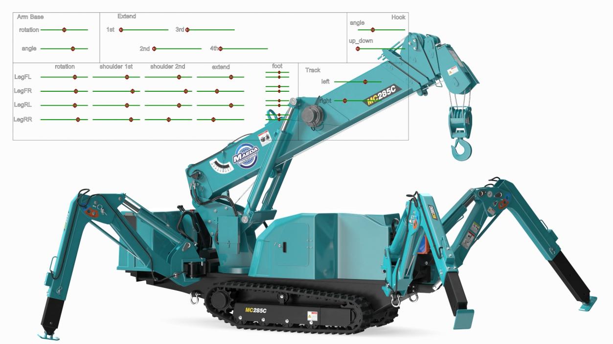 Maeda MC285C 3 Spider Mini Crane Rigged 3D model