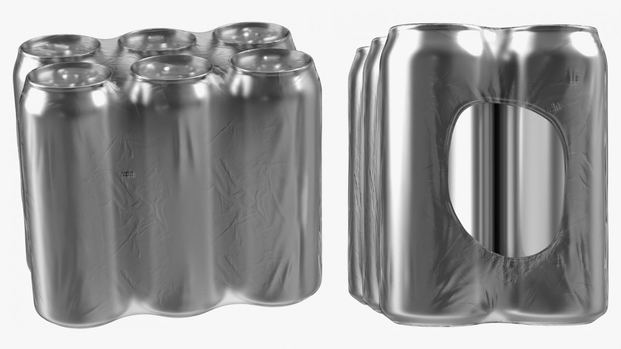 3D 6-can 500ml Transparent Pack model