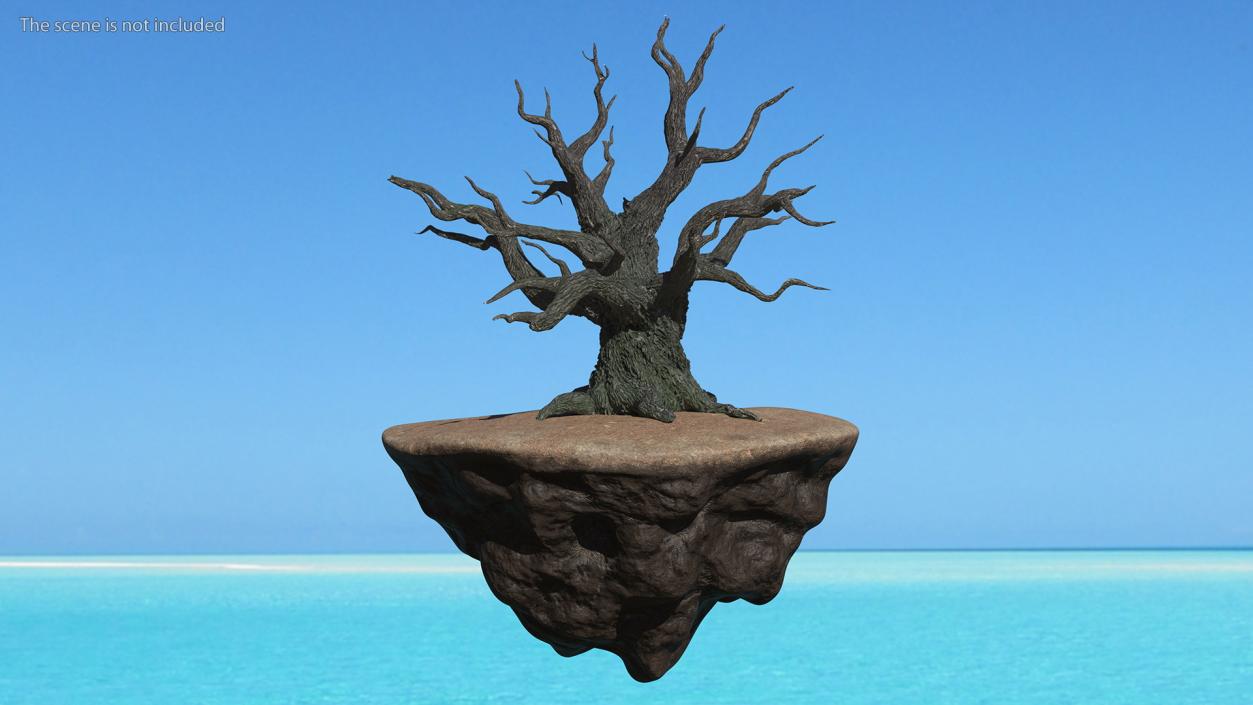 Round Soil Ground Island with Dead Tree 3D model