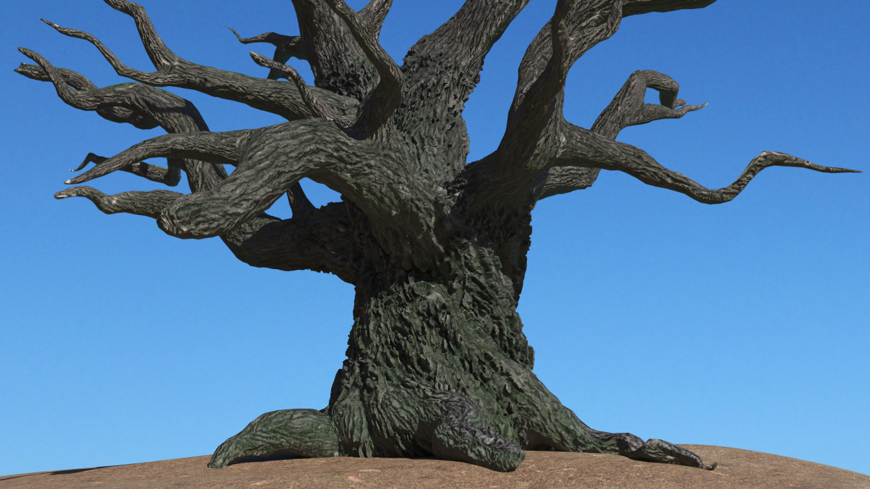 Round Soil Ground Island with Dead Tree 3D model