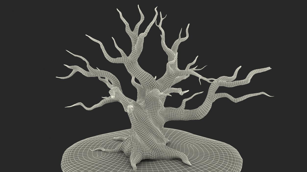 Round Soil Ground Island with Dead Tree 3D model