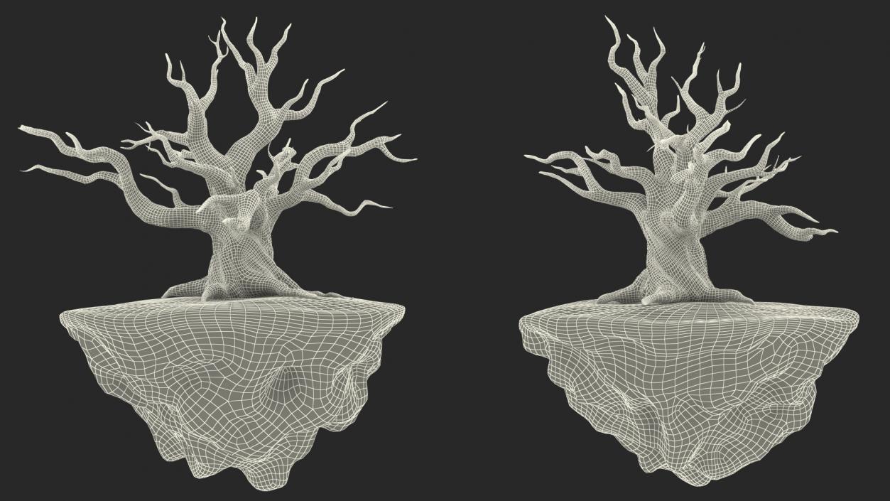 Round Soil Ground Island with Dead Tree 3D model