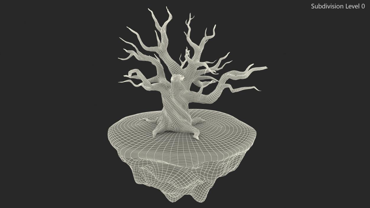 Round Soil Ground Island with Dead Tree 3D model