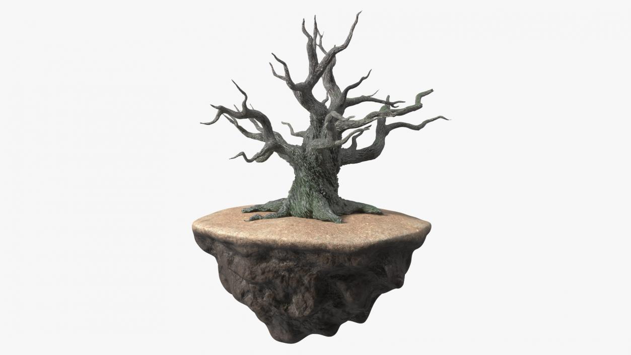 Round Soil Ground Island with Dead Tree 3D model