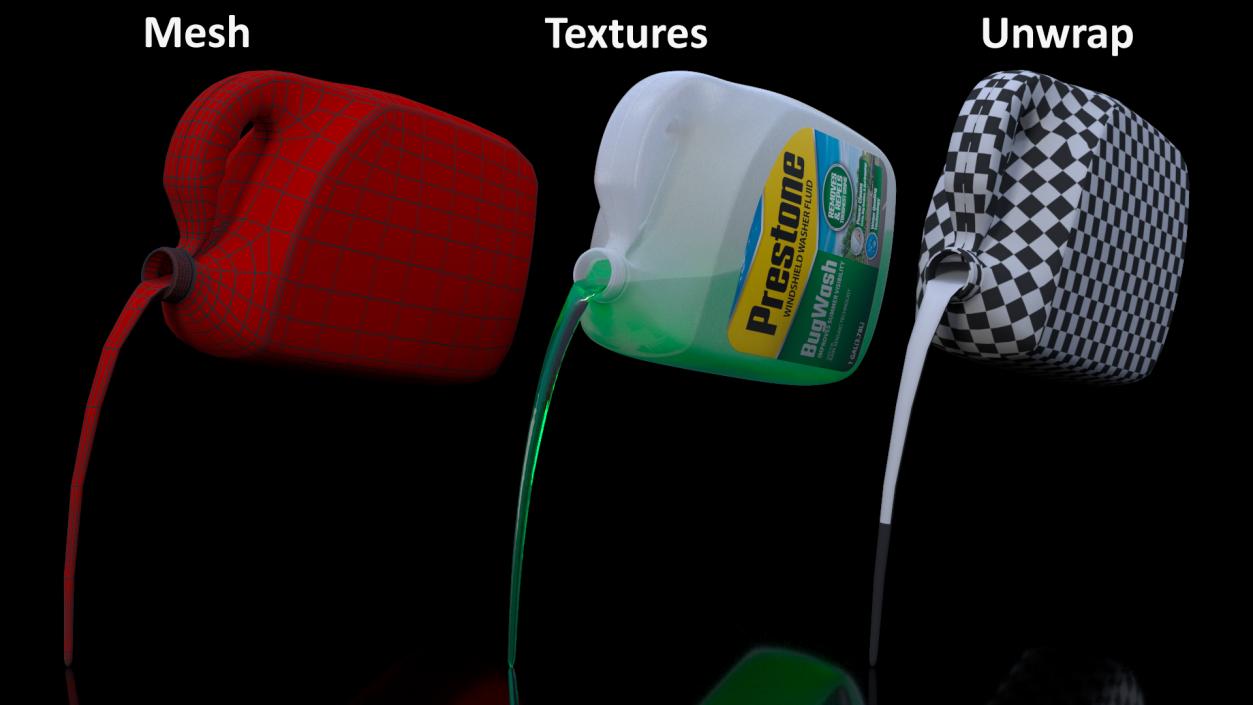 Green Windshield Washer Prestone with Pouring Liquid 3D