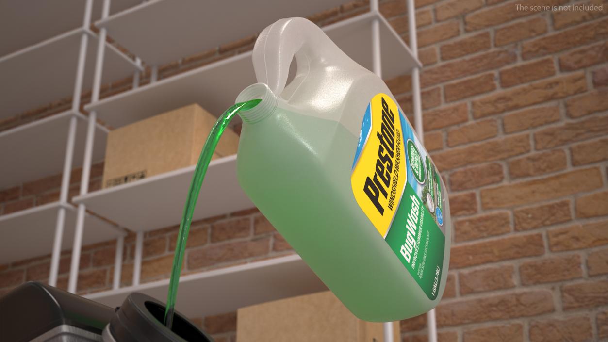 Green Windshield Washer Prestone with Pouring Liquid 3D