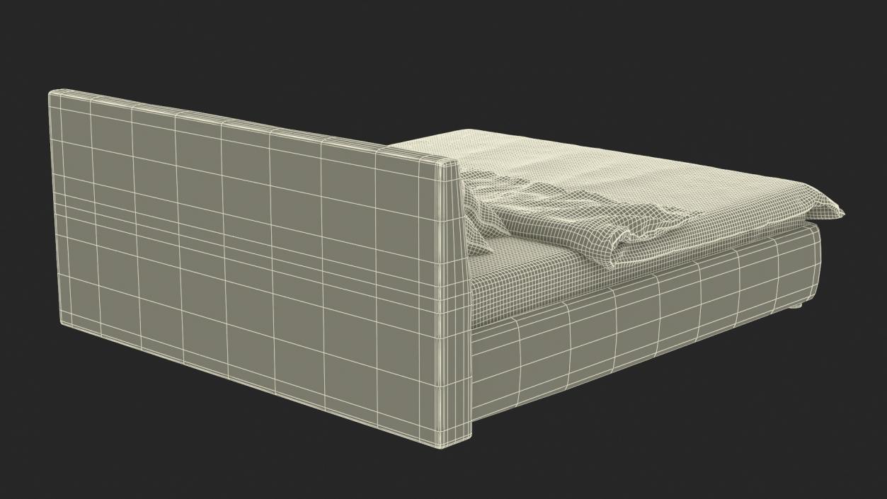 3D model Double Bed with Headboard