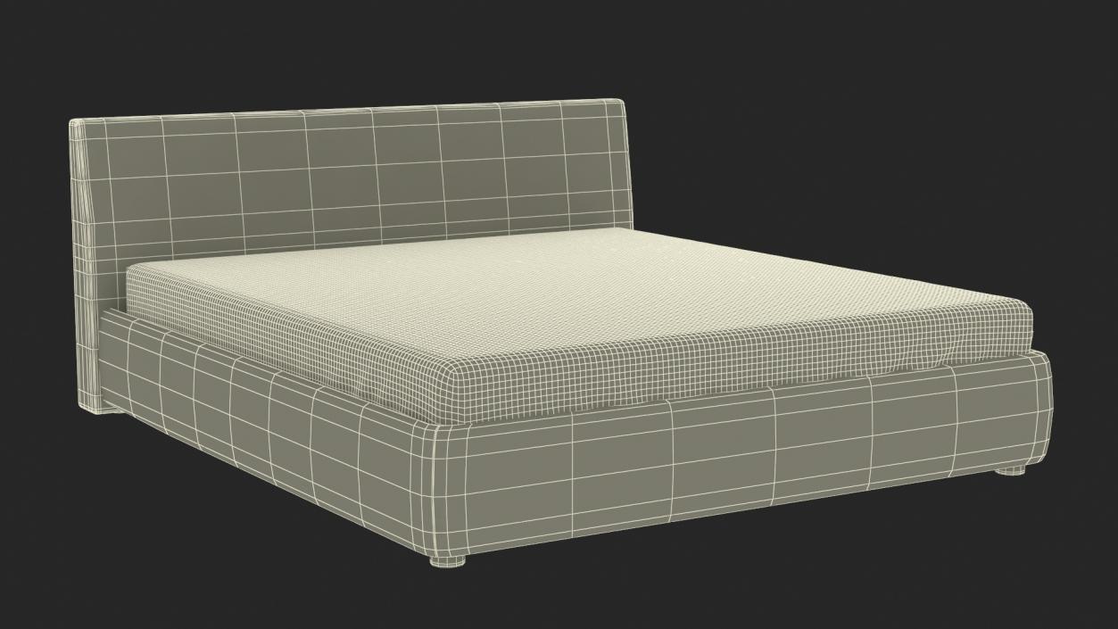 3D model Double Bed with Headboard