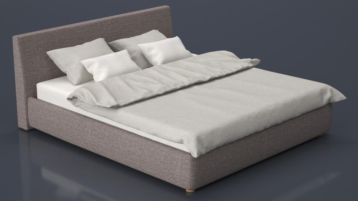 3D model Double Bed with Headboard