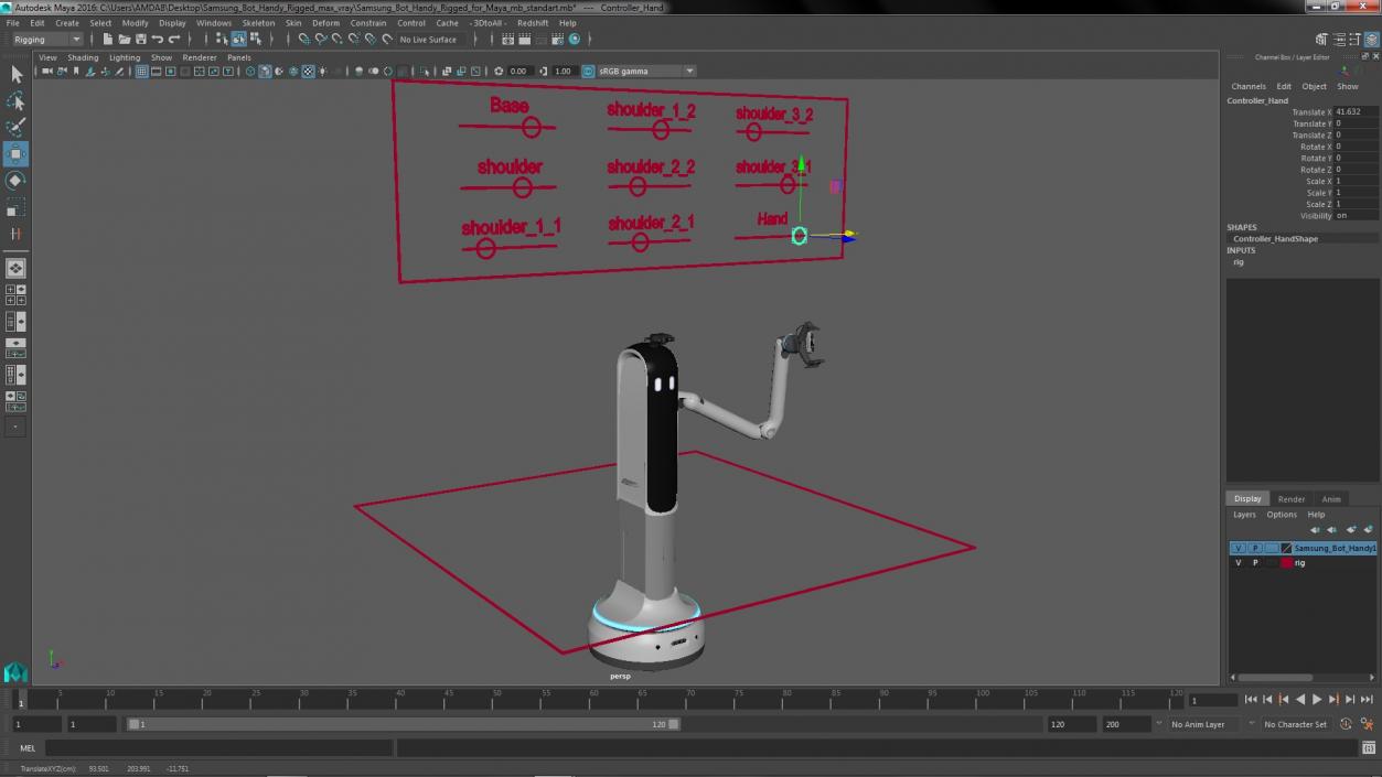 3D Samsung Bot Handy Rigged for Maya model