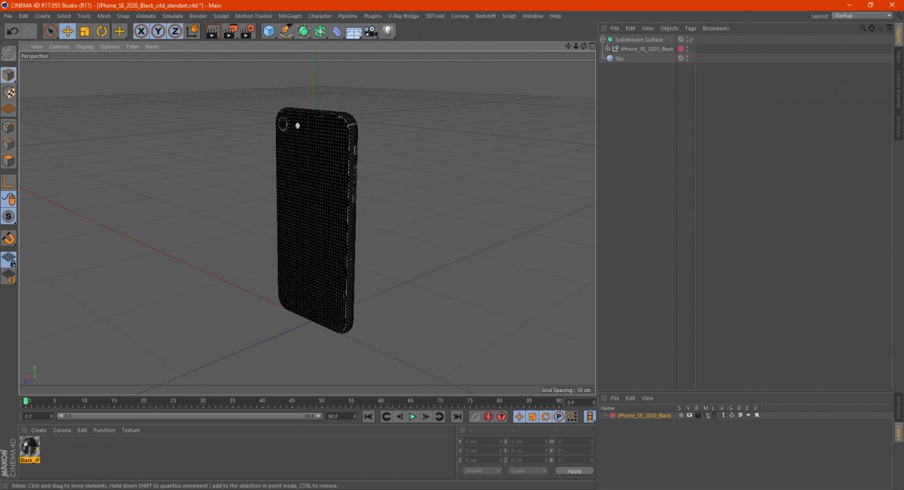 3D model iPhone SE 2020 Black