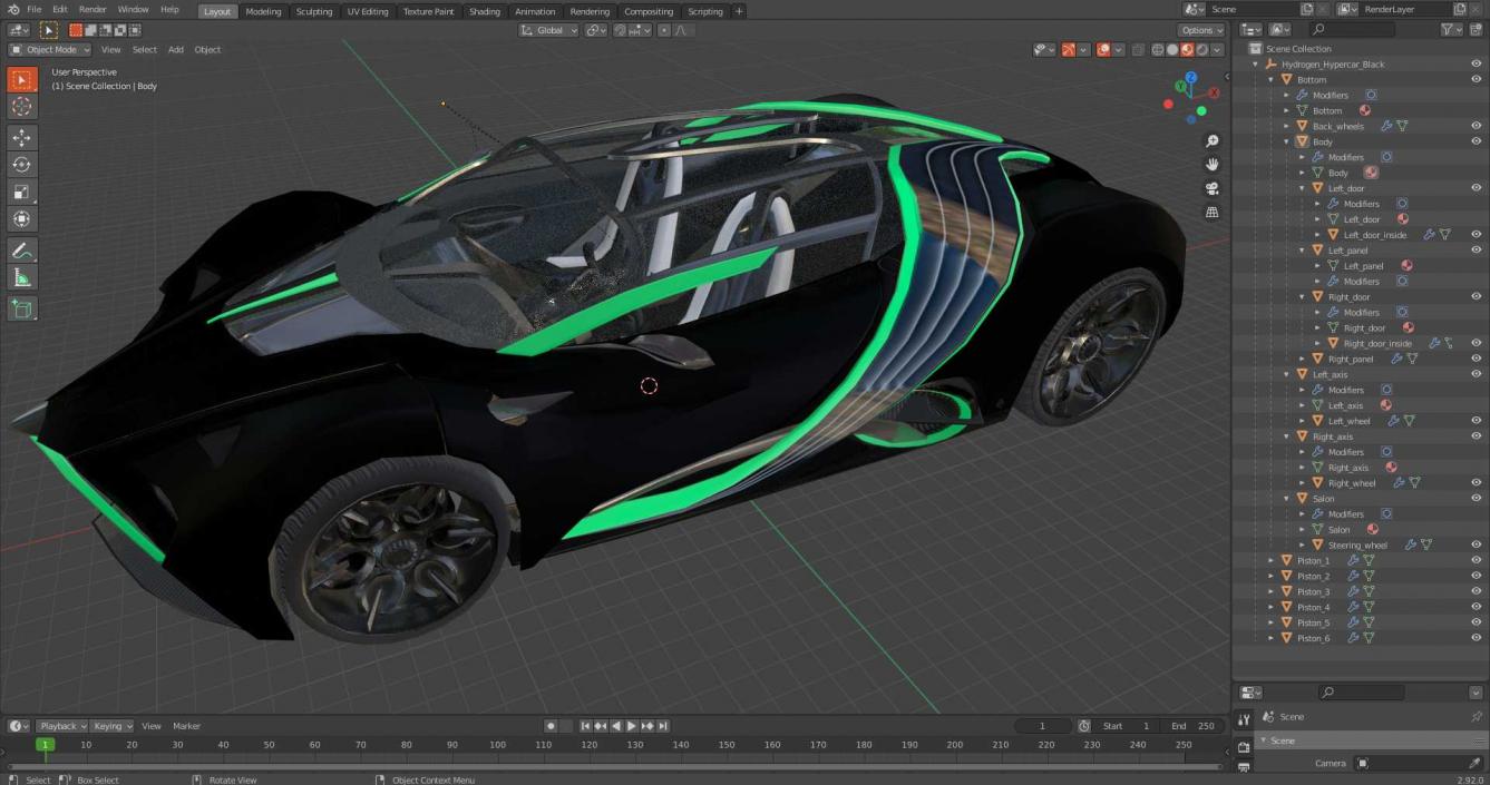 3D Hydrogen Hypercar Black model