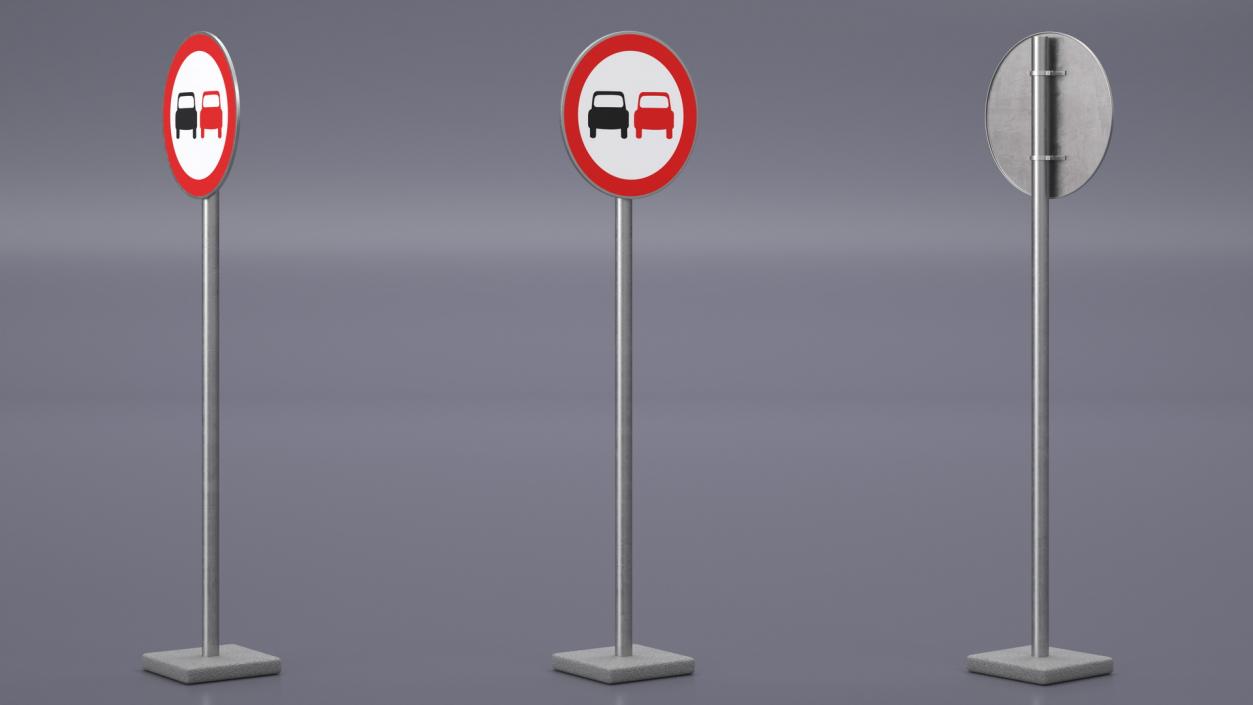 3D Road Sign No Overtaking model