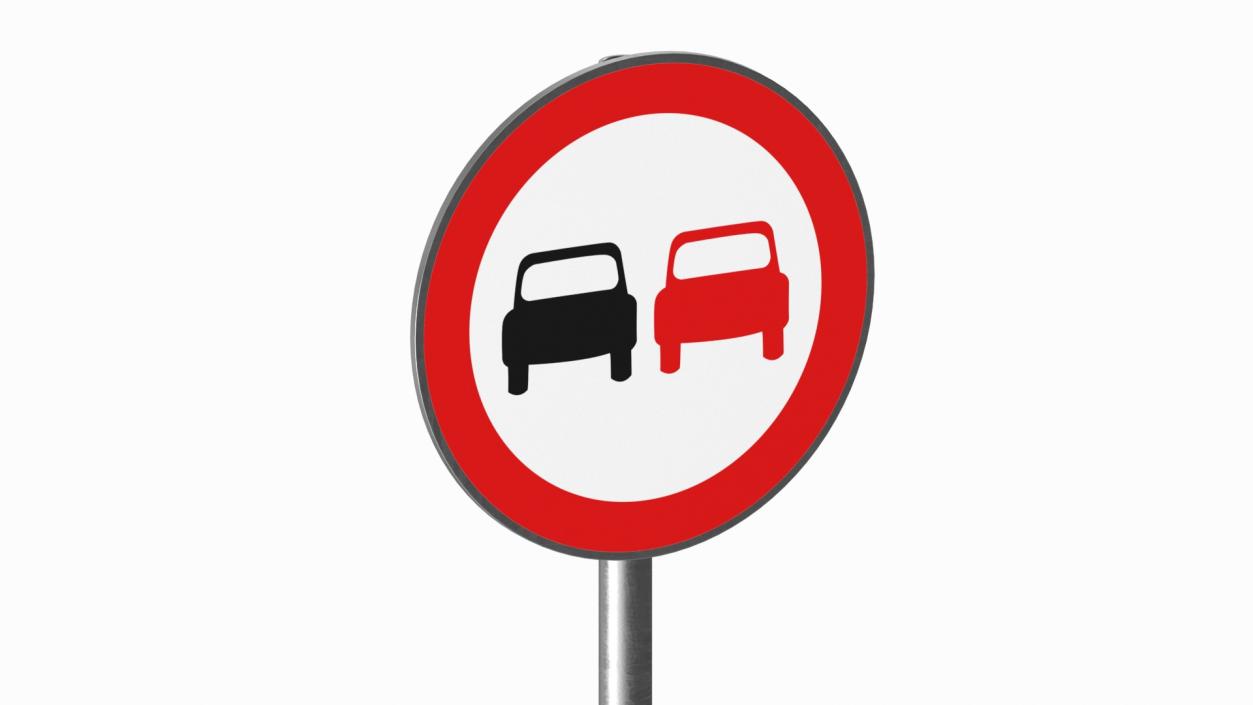 3D Road Sign No Overtaking model