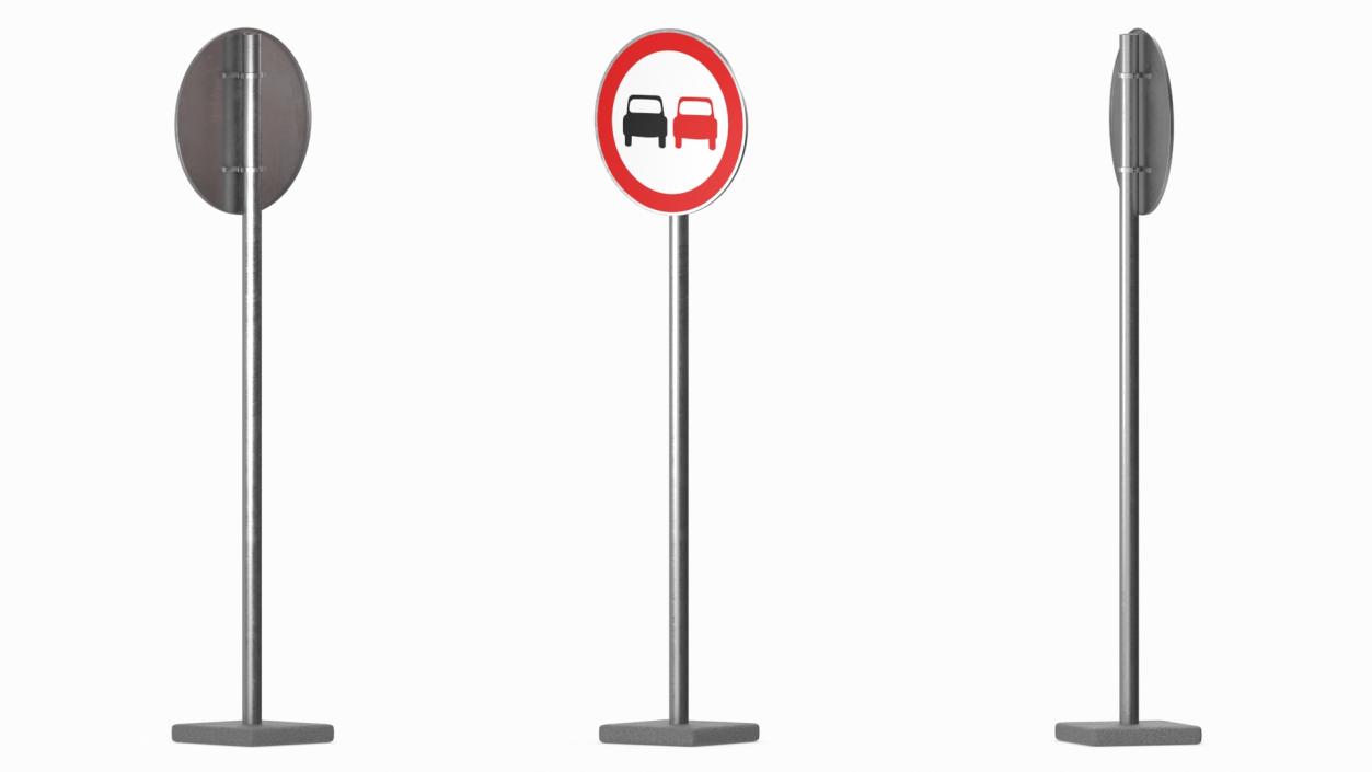 3D Road Sign No Overtaking model