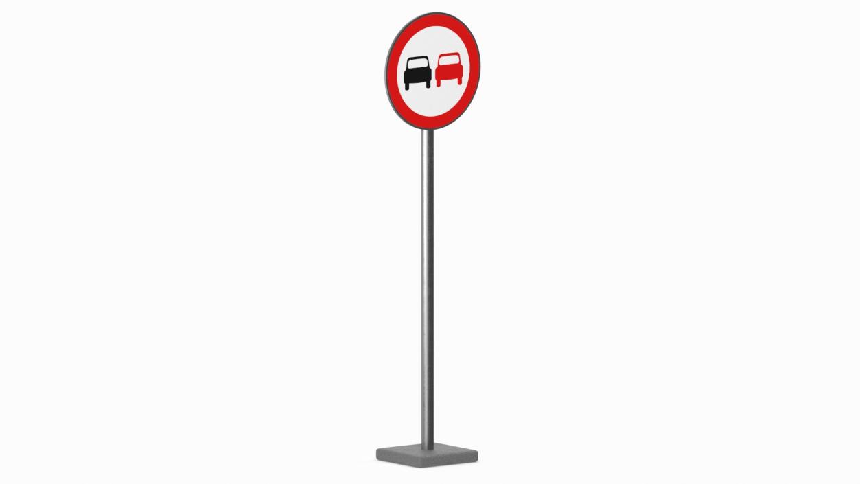 3D Road Sign No Overtaking model