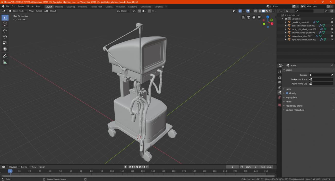 3D Superstar S1100 ICU Ventilator Machine model