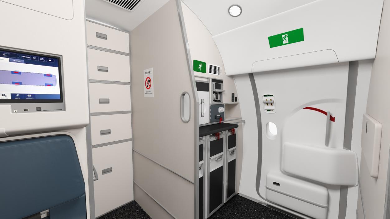 3D Airbus A220 100 Detailed Interior model