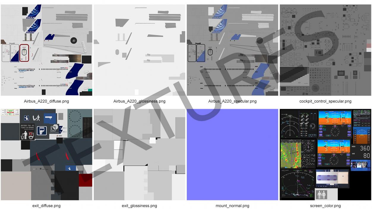 3D Airbus A220 100 Detailed Interior model