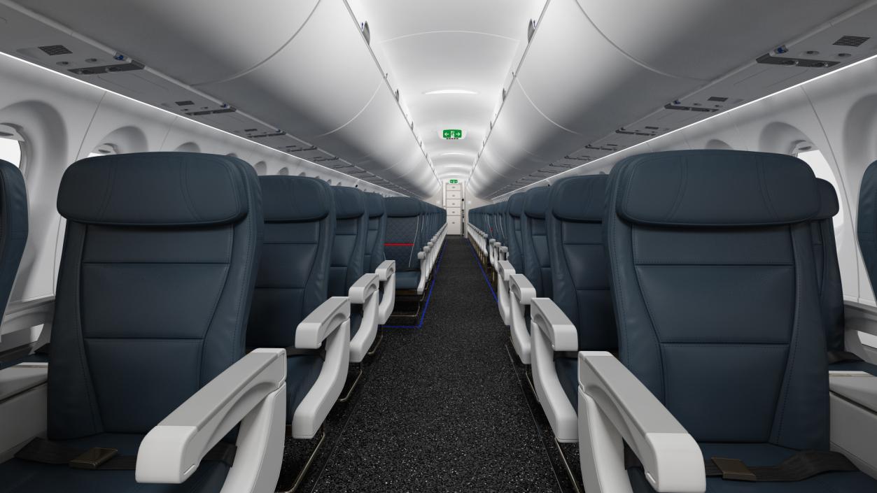 3D Airbus A220 100 Detailed Interior model