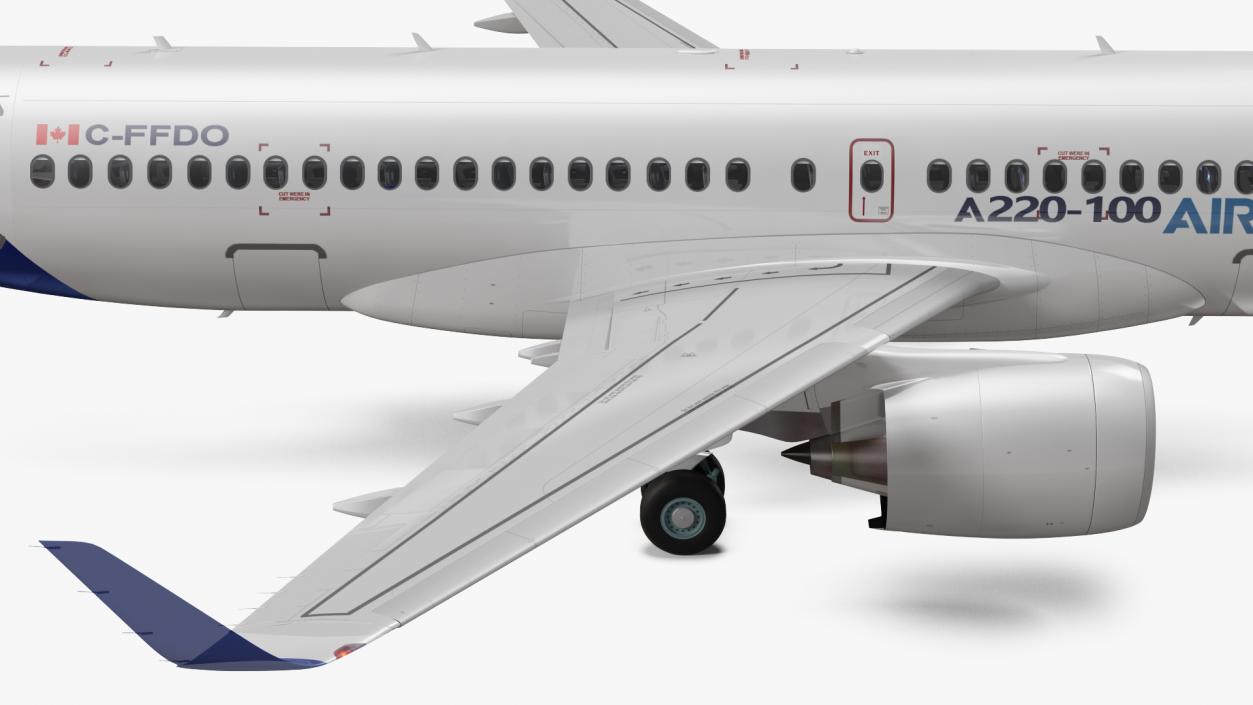 3D Airbus A220 100 Detailed Interior model