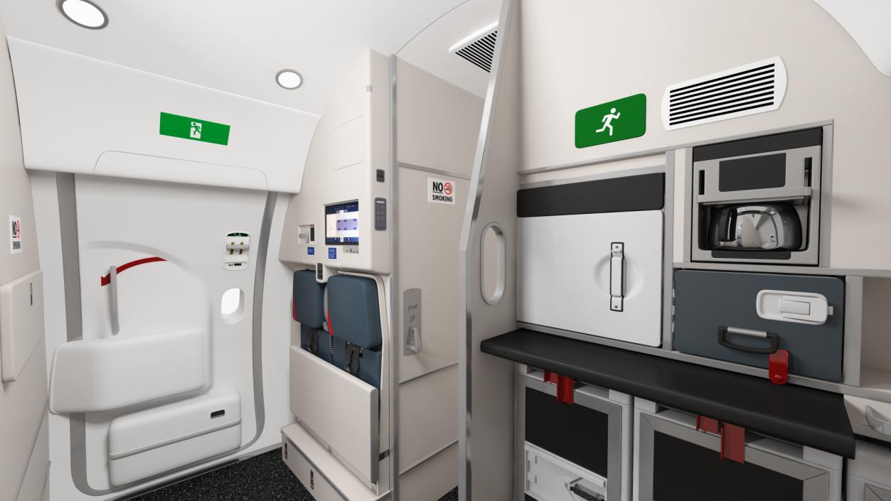 3D Airbus A220 100 Detailed Interior model