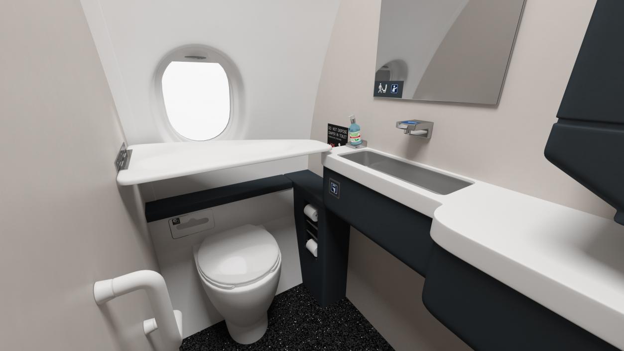 3D Airbus A220 100 Detailed Interior model