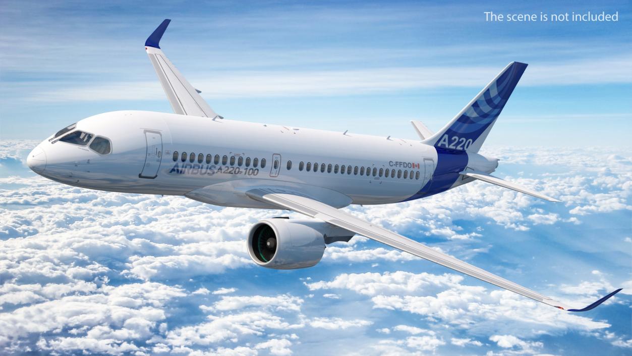 3D Airbus A220 100 Detailed Interior model