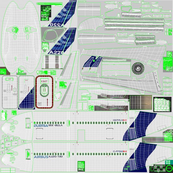 3D Airbus A220 100 Detailed Interior model