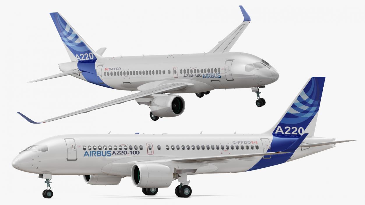 3D Airbus A220 100 Detailed Interior model